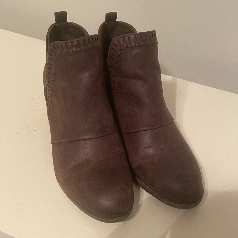 Brown brushed leather booties